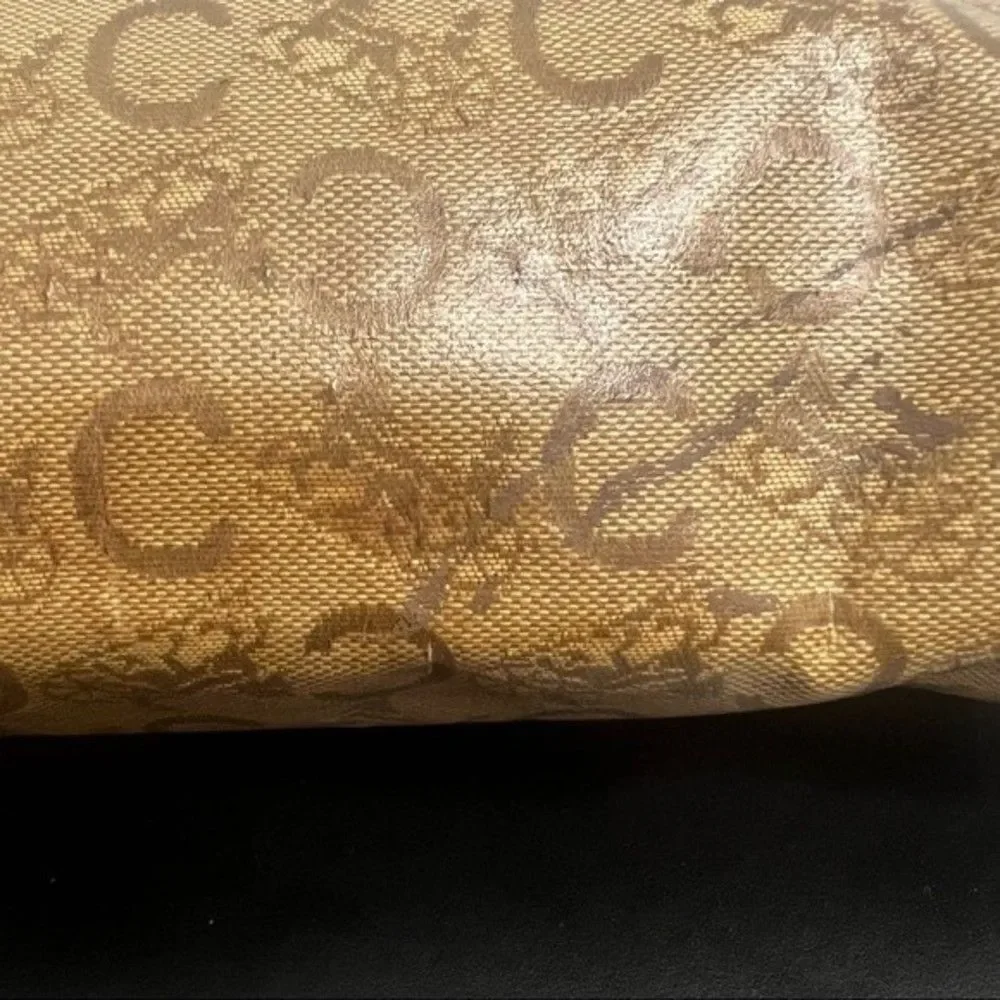 CELINE Vintage Macadam Brown Coated Canvas Clutch Pouch Cosmetic Bag